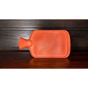 Classic Rubber Water Bottle + Stopper Travel Hiking Camping Screw Top Lid Orange
